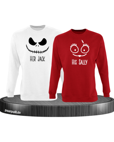 Her Jack His Sally Sweatshirt weiß rot Her Jack His Sally Sweatshirt weiß rot