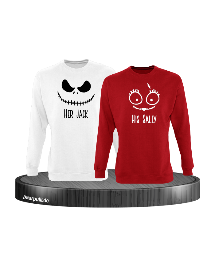 Her Jack His Sally Sweatshirt weiß rot