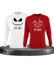 Her Jack His Sally Sweatshirt weiß rot