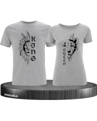 Lion King & Queen Pärchen T-Shirt grau