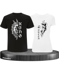 Lion King & Queen Pärchen T-Shirt schwarz weiß