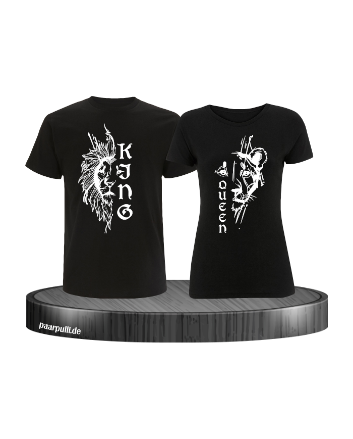 Lion King & Queen Pärchen T-Shirt schwarz