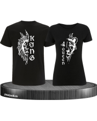 Lion King & Queen Pärchen T-Shirt schwarz