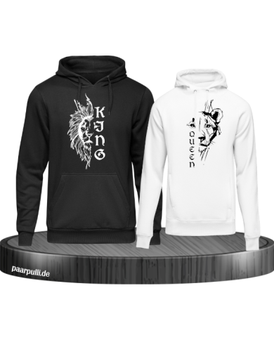 Lion King & Queen Hoodie schwarz weiß Lion King & Queen Hoodie schwarz weiß