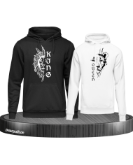 Lion King & Queen Hoodie schwarz weiß