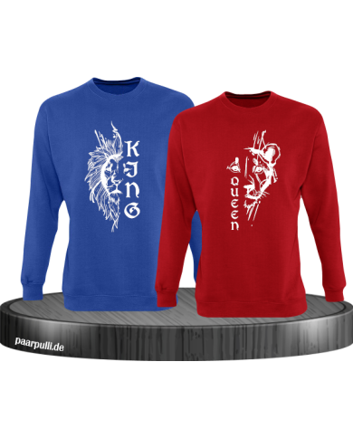 Lion King & Queen Sweatshirt blau rot Lion King & Queen Sweatshirt blau rot