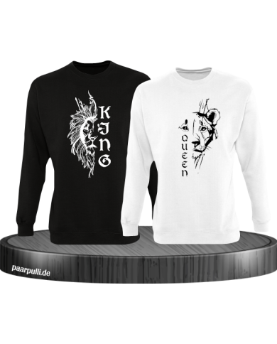 Lion King & Queen Sweatshirt schwarz weiß Lion King & Queen Sweatshirt schwarz weiß