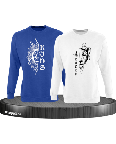 Lion King & Queen Sweatshirt blau weiß Lion King & Queen Sweatshirt blau weiß
