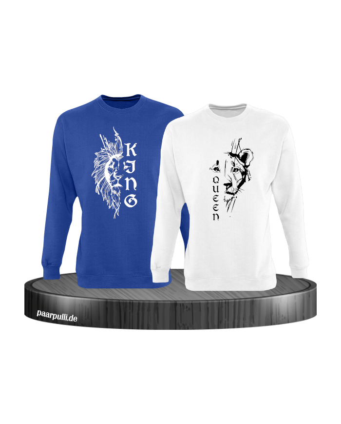 Lion King & Queen Sweatshirt blau weiß