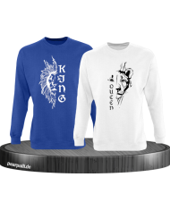 Lion King & Queen Sweatshirt blau weiß