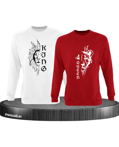 Lion King & Queen Sweatshirt weiß rot Lion King & Queen Sweatshirt weiß rot