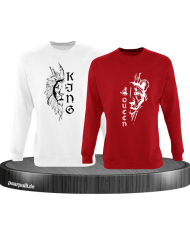 Lion King & Queen Sweatshirt weiß rot