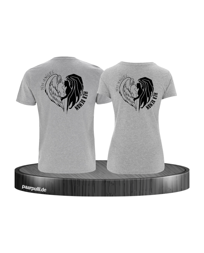 His Angel Her Demon Pärchen T-Shirt grau