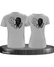His Angel Her Demon Pärchen T-Shirt grau