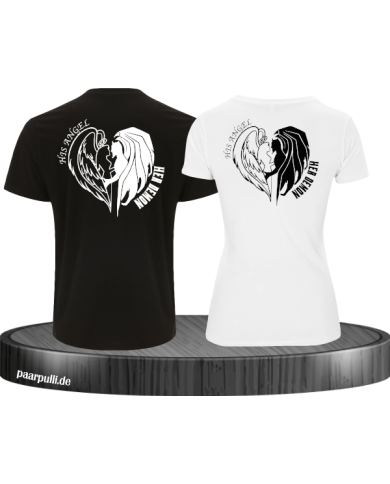 His Angel Her Demon Pärchen T-Shirt schwar weiß His Angel Her Demon Pärchen T-Shirt schwar weiß
