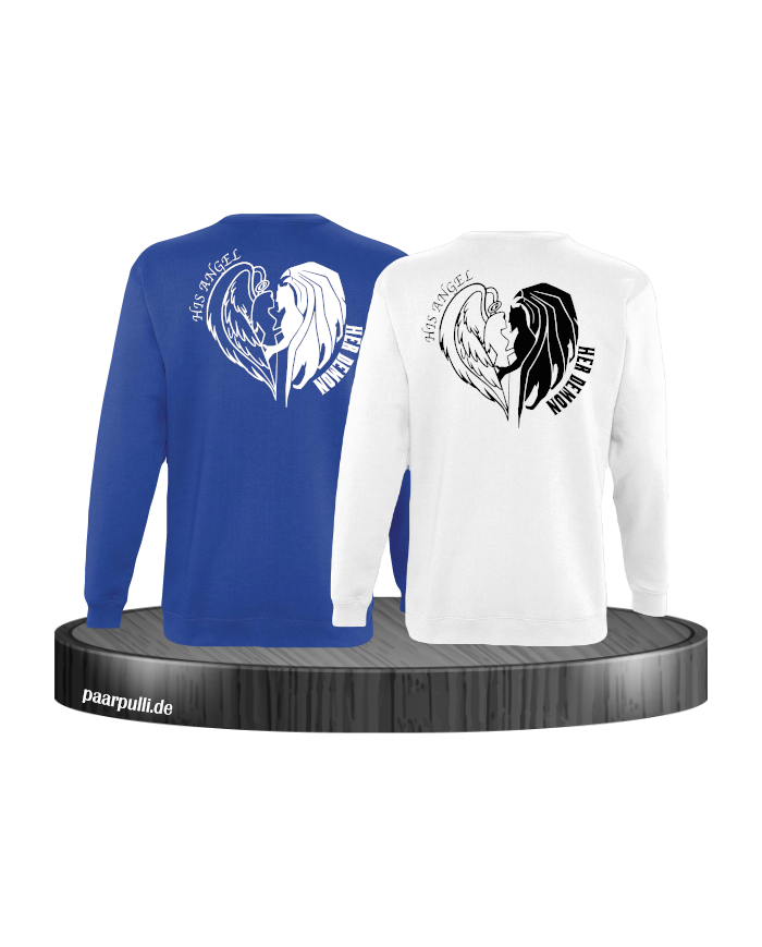 His Angel Her Demon Sweatshirt blau weiß