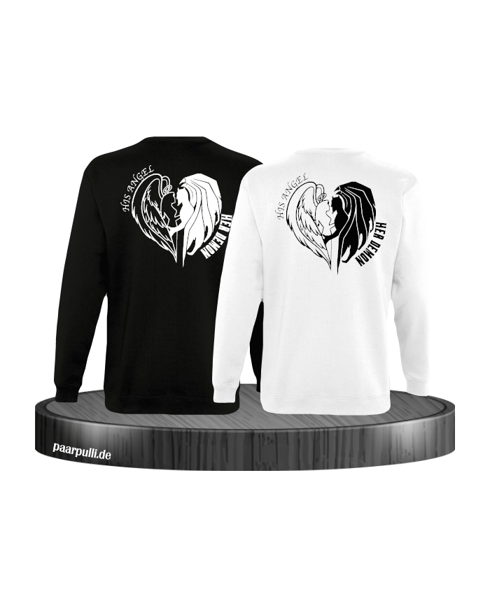 His Angel Her Demon Sweatshirt schwarz weiß