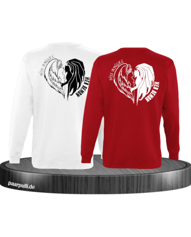 His Angel Her Demon Sweatshirt weiß rot His Angel Her Demon Sweatshirt weiß rot
