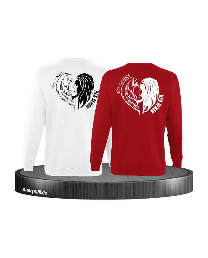 His Angel Her Demon Sweatshirt weiß rot