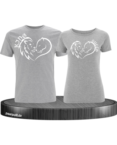 Lion King and Queen Herz Pärchen T-Shirt Lion King and Queen Herz Pärchen T-Shirt
