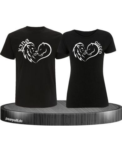 Lion King and Queen Herz Pärchen T-Shirt Lion King and Queen Herz Pärchen T-Shirt