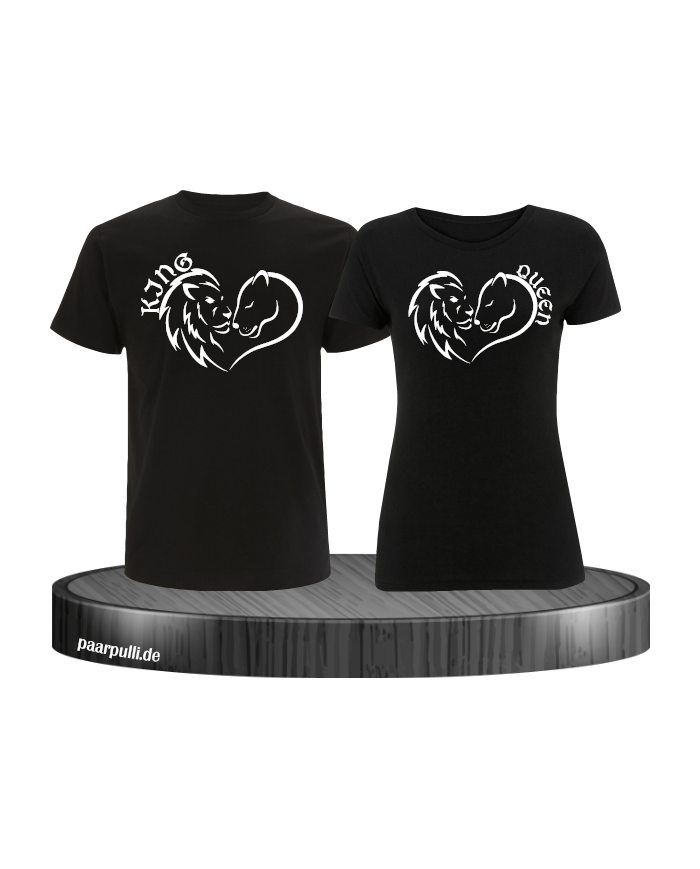 Lion King and Queen Herz Pärchen T-Shirt