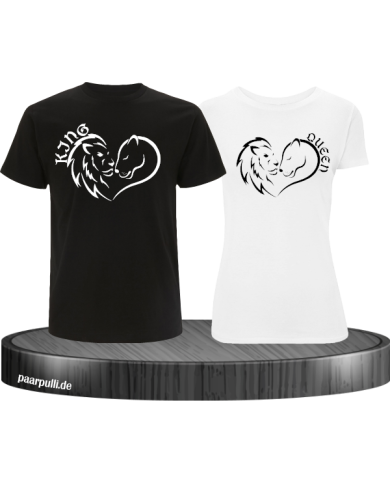 Lion King and Queen Herz Pärchen T-Shirt Lion King and Queen Herz Pärchen T-Shirt