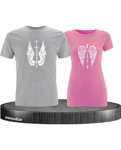 Her Guardian His Angel Pärchen T-Shirt Her Guardian His Angel Pärchen T-Shirt