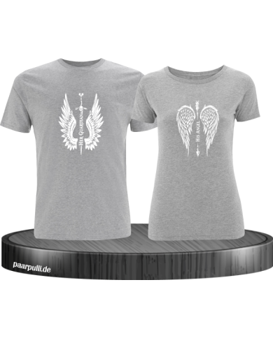 Her Guardian His Angel Pärchen T-Shirt Her Guardian His Angel Pärchen T-Shirt