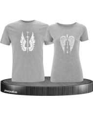 Her Guardian His Angel Pärchen T-Shirt