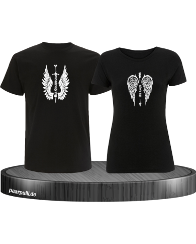 Her Guardian His Angel Pärchen T-Shirt Her Guardian His Angel Pärchen T-Shirt