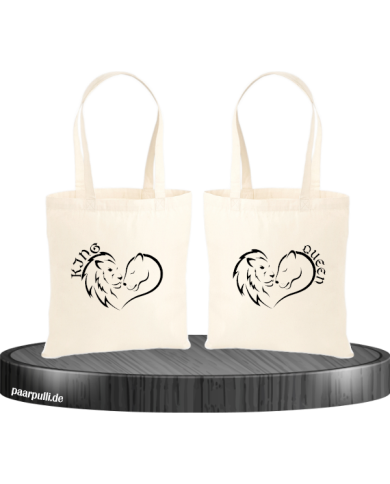 Lion King and Queen Herz Jutebeutel Set Lion King and Queen Herz Jutebeutel Set
