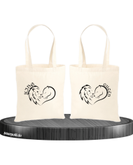 Lion King and Queen Herz Jutebeutel Set