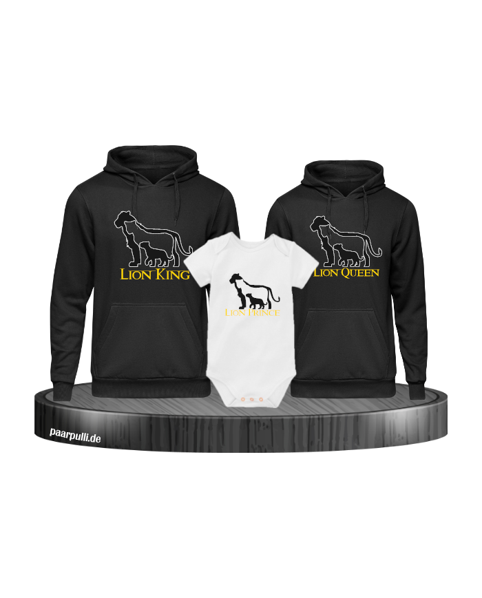 Lion Family Hoodies mit Baby Body Familienlook schwarz weiß