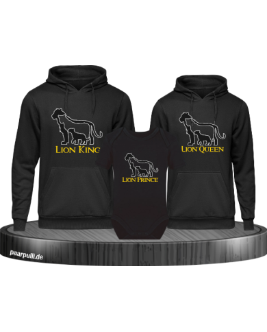 Lion Family Hoodies mit Baby Body Familienlook schwarz Lion Family Hoodies mit Baby Body Familienlook schwarz