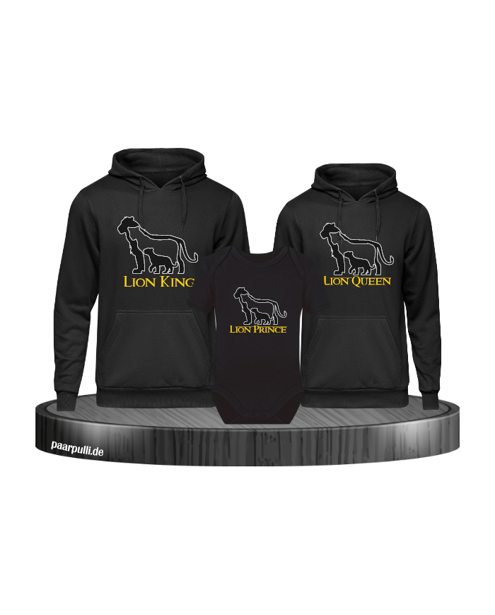 Lion Family Hoodies mit Baby Body Familienlook schwarz