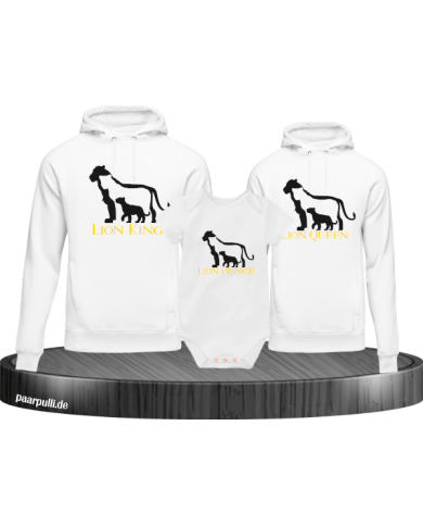 Lion Family Hoodies mit Baby Body Familienlook weiß Lion Family Hoodies mit Baby Body Familienlook weiß