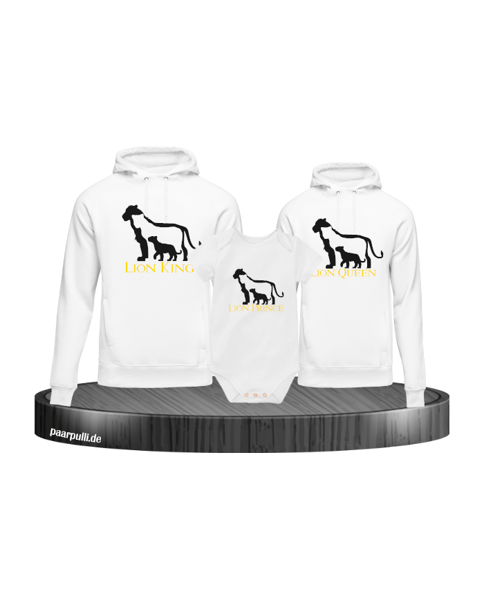 Lion Family Hoodies mit Baby Body Familienlook weiß
