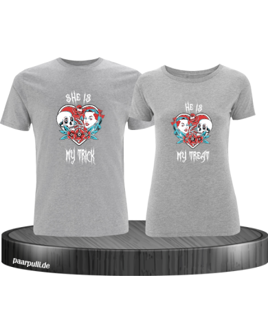 Trick or Treat Pärchen T-Shirt grau Trick or Treat Pärchen T-Shirt grau