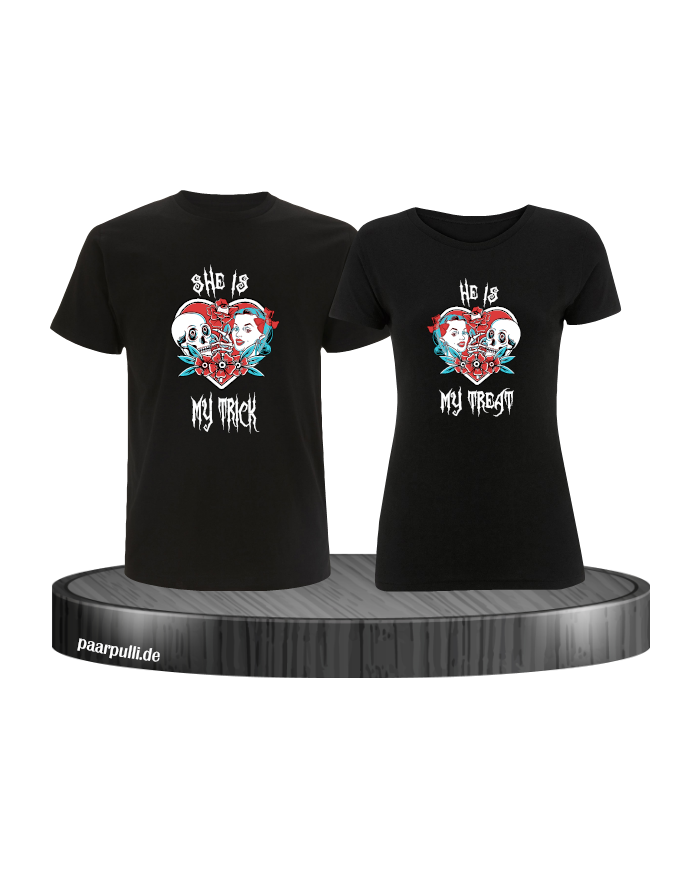 Trick or Treat Pärchen T-Shirt schwarz
