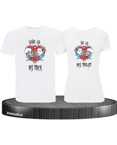 Trick or Treat Pärchen T-Shirt weiß Trick or Treat Pärchen T-Shirt weiß