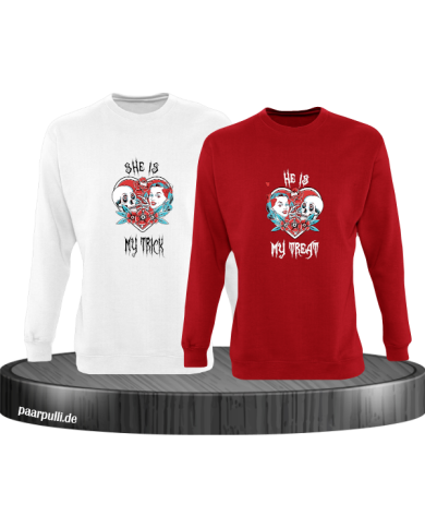 Trick or Treat Sweatshirt weiß rot Trick or Treat Sweatshirt weiß rot