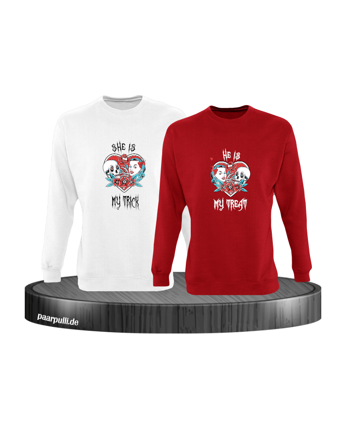 Trick or Treat Sweatshirt weiß rot