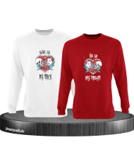Trick or Treat Sweatshirt weiß rot