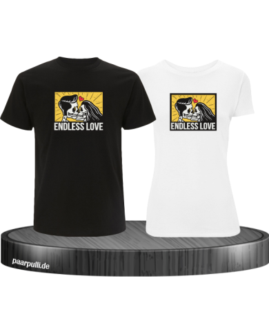 Endless Love Pärchen T-Shirt schwarz weiß Endless Love Pärchen T-Shirt schwarz weiß