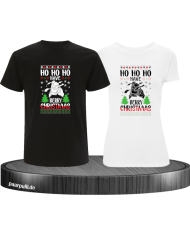 Berry Christmas Pärchen T-Shirt schwarz weiß