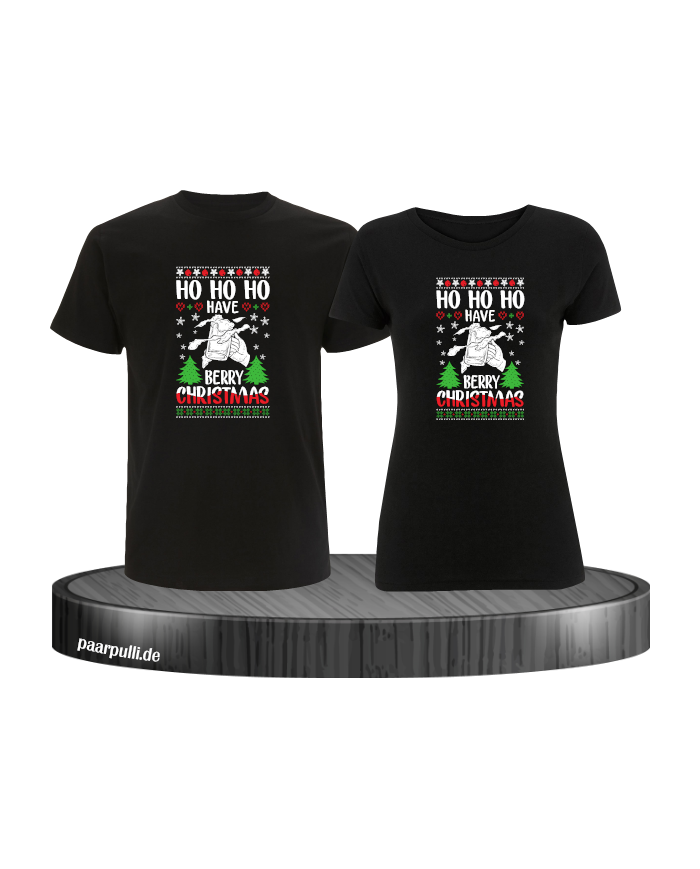Berry Christmas Pärchen T-Shirt schwarz