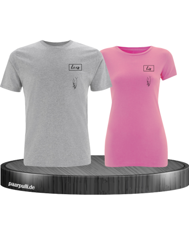 Hers and His Pärchen T-Shirt grau rosa Hers and His Pärchen T-Shirt grau rosa