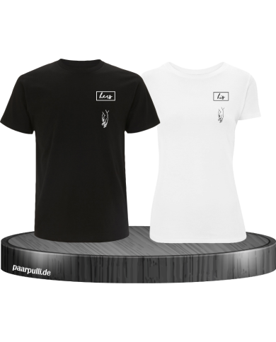 Hers and His Pärchen T-Shirt schwarz weiß Hers and His Pärchen T-Shirt schwarz weiß