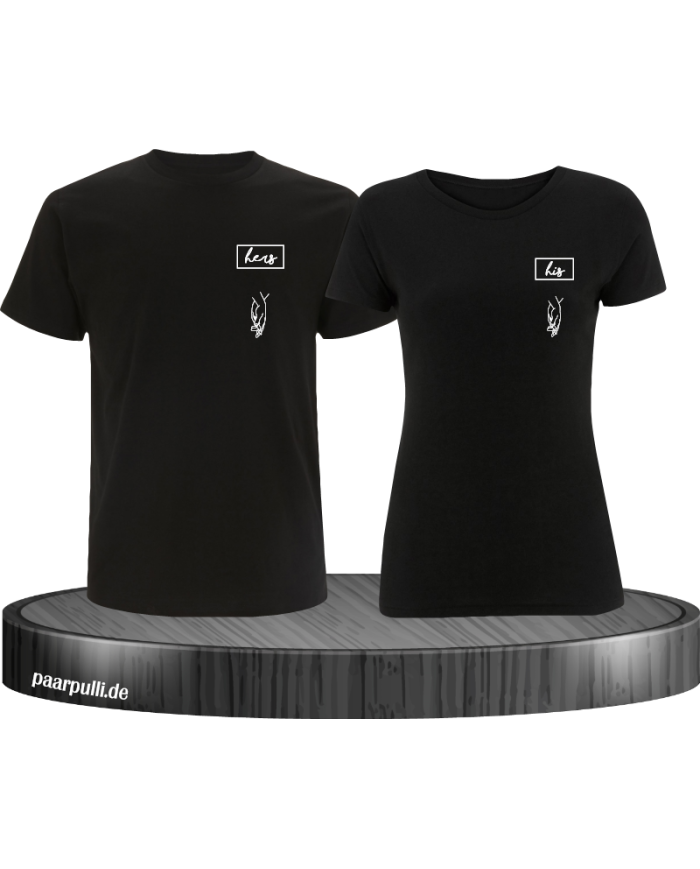 Hers and His Pärchen T-Shirt schwarz